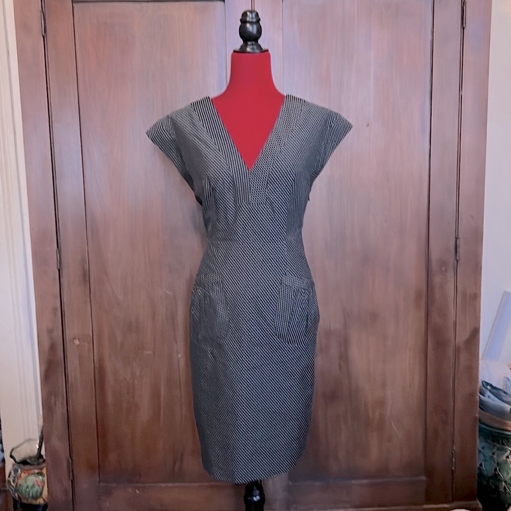 Black and White Dotted Swiss Dress with Cutout Back 8